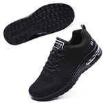 Trainers Womens Running Shoes Ladies Air Cushion Lightweight Mesh Breathable Fitness Tennis Gym Sneakers All Black UK 6