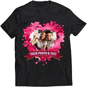 lepni.me T-Shirt Personnalisé Saint-Valentin pour Elle ou Lui | Cadeau Personnaliseé Photo Romantique | Cadeaux d'anniversaire de Mariage pour Couples (L Noir Multicolore)