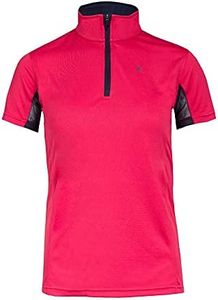 HORZE Kids' Short Sleeved Technical Moisture-Wicking Equestrian Horse Riding Sun Shirt | Mesh Under-Sleeves, UV Protection