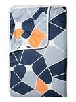 Divine Casa 120 GSM Microfiber Single Dohar | Soft & Lightweight Throw Blanket | Cozy & Breathable | All-Season Comfort | 210 x 140 CM | Geometric Pattern | Blue-Grey & Orange