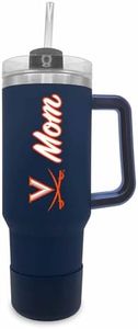 Campus Colors Collegiate 40oz Stainless Steel Travel Tumbler with Handle for Mom - Vacuum Insulated, Dual Lid & Straw, For Parents