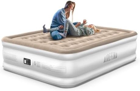 Airefina Inflatable Mattress, King Air Bed with Built-in Pump, Comfortable Blow Up Mattress in 3 Mins Self-Inflation/Deflation, Flocked Surface Airbed for Guest, Home Use & Camping, -203×152×40CM