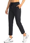 Soothfeel Women's Pants with 4 Pockets 7/8 Stretch High Waisted Sweatpants Travel Athletic Work Golf Pants for Women, Black, Medium