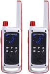 Motorola Solutions, Portable FRS, T478, Talkabout, Two-Way Radios, Red Cross, Emergency Preparedness, Rechargeable, W/Charging Dock, 22 Channel, 35 Mile, White, 2 Pack