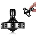 CHEETOP Precision Metal Spinning Top, Long Lasting Spin Time and Perfect Balance, Skilled Adult Easily Exceed 10 Mins, Portable Stainless Steel EDC Office Desktop Game Toys (L, Black)