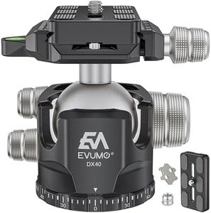 EVUMO DX40 Tripod Ball Head, 40mm Low Profile Heavy Duty Ball Head Mount, Panoramic CNC Ball Head with Two Arca Swiss Quick Release Plate for Camera Tripod Monopod DSLR Camcorder, Max Load 44lb/20kg