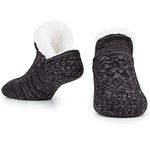 CityComfort Women Slipper Socks, Fluffy And Warm Fleece Lined Anti Slip Socks (Black)