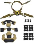 Combat Helmet Liner System Padding Kit and Chin Strap Adjustable Dial Suspension System with Bolts and Screws for Tactical Fast Mich Wendy Helmet (tan)