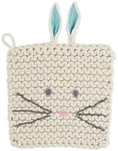 Mud Pie Bunny Crochet Trivet, Blue