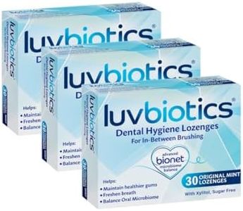 Luv Biotics Original Mint Dental Lozenges with Probiotics, Xylitol & Aloe Vera - 3 x 30 Lozenges