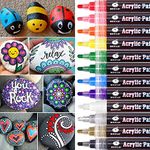 wonsar Acrylic Paint Pens for Rock Painting Stones Ceramic Porcelain Glass Pebbles Fabric Wood Kids DIY, Canvas (12 Medium Tip)