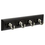 Franklin Brass FBKEYT4-BSE-R 4 Hooks/Black & Satin Nickel, 9" Key Rail/Rack