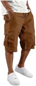 Cargo Shorts for Men - Capri Long Cargo Shorts for Men Relaxed Fit Below Knee 3/4 Length Elastic Waist Summer Outdoor Short Pants with 6 Pockets - Camping,Hiking,Climbing,Fishing,Casual Wear,Workwear
