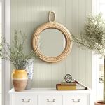 SRA Home Decor Wall Mount Round Mirror Vintage Rope Wall Mirror with Hook for Hanging on Wall for Bedroom, Home Decor, wash Basin, Vanity, Makeup, Bathroom, Brown (18" Inches Round)