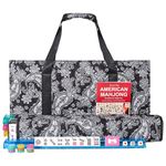 GUSTARIA American Mahjong Game Set, 166 Quality White Tiles, 4 All-in-One Color Rack/Pushers, Complete Mahongg Tile Set Black Printed Carrying Bag