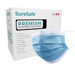 SURESAFE Premium Disposable Face Mask Pack of 100, 3 Ply face mask with ear loop, High Filtration, Comfortable and Breathable, Women and Men Face Mask, Blue