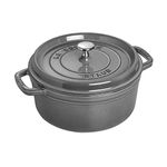 Staub 4 Quart Round Cocotte, Graphite Grey