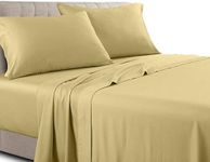 Sheetsnthings Bed Sheet Set 300 Thread Count - Twin Extra Long (XL) Solid Gold Bedding - 100% Cotton, Deep Pocket, 3PC Sheets