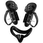 Controller Grips Cover for Meta Quest 3S/3, with Adjustable Knuckle Strap and Battery Opening Protector, Silicone Face Pad Cover & Joystick Covers for Oculus Quest 3S/3 Accessories, Black