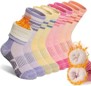 SeeyAN Kids Merino Wool Hiking Socks Boys Girls Thermal Winter Warm Boot Toddlers Thick Cushion Socks 4 Pairs (4 Pairs Colorful Stripe, 4-7 Years)
