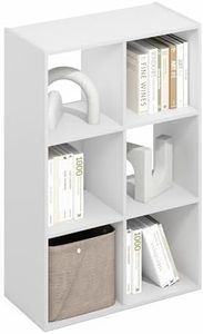 Furinno PELLI Book Shelf, 3x2 Bookshelf, Cube Storage Organizer Cabinet, 11.6 x 24.2 x 35.9, for Living Room, Bedroom, Home Office, Plain White