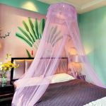 Eimilaly Lace Bed Canopy Mosquito Netting, Princess Bed Canopy for Girls Room Decor, Pink/Single Door