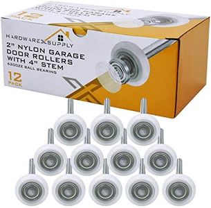 HardwareX supply 2" Nylon Sealed Garage Door Rollers, 6200ZZ High Performance Ball Bearing (12 Pack, 4" Stem)