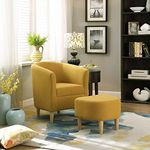 Hanstore Tub Chair Armchair and Stool Comfy Bedroom Living Room Reception Chairs Fabric Armrests Cuddle Sofa Modern Accent Arm Chair Upholstered Fireside Chair Reading Home Lounge Office Cafe Yellow…