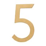 Zayookey Brass House Number Sign 2 Inch Metal Home Address Numbers Modern 3D Mailbox Numbers for Hotel Room Door Street Plaque (Door Number 5)