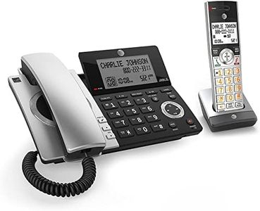 AT&T CL84307 Dect 6.0 Expandable Corded/Cordless Phone with Smart Call Blocker, Silver/Black with 3 Handsets