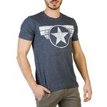 Marvel Men's Captain America Shield Logo T Shirt, Heather Navy, M UK