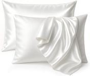 tenn well 2 Pack Mulberry Silk Pillowcases for Hair and Skin, Both Sides 100% Pure Silk Pillowcase 19 Momme Soft Smooth Pillow Case with Hidden Zipper (Standard 51 x 76cm, White)