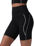 baleaf Freeleaf Broadway Shorts for Women Biker Dance Yoga Workout Gym Runningl, High Waist Tummy Control Short Pants with Pockets 8", Black L