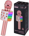 Toys for Girls Karaoke Microphone - Portable Wireless Bluetooth Karaoke Mic Machine with Flashlights, 3 4 5 Year Old Girl Birthday Gifts,Kids Toys for 6 7 8 9 10 Year Old Girl Stuff Teen