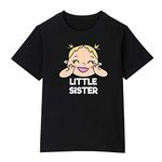 Hopcara® Girls' Cotton Printed Regular Fit T-Shirt (Little Sister, Black, 1-2 Years)