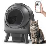Beokeo Automatic Cat Litter Box, Smart Self-Cleaning Litter Box for Multiple Cats, App Control Robot Cat Litter Box with Odour Control, Safety Sensors, Litiere Automatique Pour Chat, Grey