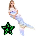 Ranedo Mermaid Tail Blanket, Glow in the Dark Blanket Unicorn Blanket All Seasons Soft Flannel Blanket Mermaid Wearable Blanket Snuggle Blanket Birthday for Girls Kids Adults,140cmx60cm,Purple