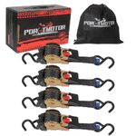 Porotmotor 4 Pack Retractable Ratchet Straps (1" × 10'), 1500LBS Break Strength Ratchet Tie Down Straps Heavy Duty Auto Retracting Ratchet Straps for Motorcycle, Trailers, Boats, ATVs, UTVs