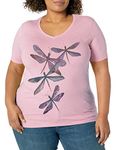 Just My Size Women's Size Plus Printed Short-Sleeve V-Neck T-Shirt, Dragonfly Ascending, 3X