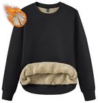 TACVASEN Womens Sherpa Lined Sweatshirts Casual Crewneck Cute Fleece Pullover Long Sleeve Thermal Shirts, Black, Medium