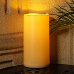 Homemory 6" x 12" Large Outdoor Candle Waterproof with 6-Hour Timer, Big Flameless Candle, Extra Wide and Tall Pillar Candle Battery Operated, Ivory Plastic Made, Super Long Last for Half A Year