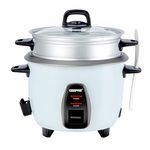 Geepas 350W Rice Cooker & Steamer with Keep Warm Function, 0.6L | Automatic Cooking, Non-Stick Inner Pot | Make Rice & Steam Healthy Food & Vegetables | Includes Measuring Cup & Spatula