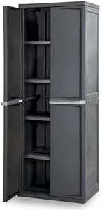 Sterilite 4 Shelf Cabinet, Lockable Utility Storage w/ Adjustable Shelves, Gray - Plastic Shelving Unit for Organizing Garage, Pantry, Basement, Laundry Room or Mudroom