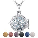 EUDORA Aroma Lava Stone Vintage Aromatherapy Essential Oil Diffuser Necklace Pendant, 24" + 7PCS Rocks, 24", Metal