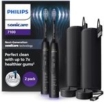 Philips Sonicare 7100 Electric Toothbrush, Sonic Toothbrush with App, 4 Brushing Modes and 3 Intensity Levels, Pressure Alert, EasyStart, SmarTimer, Black, 2 Pack, Model HX7429/03 [New Technology]