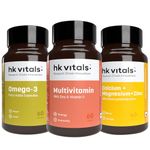 HealthKart hk vitals Omega 3 Fish Oil Supplement & Calcium, Magnesium and Zinc with Vitamin D3 & Multivitamin (60 Tablets Each) Combo Pack |1000mg Omega 3 with 180mg EPA and 120mg DHA