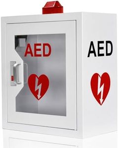 CMXIKJ AED Cabinet, Wall Mount Storage Cabinet with Alarm Emergency Strobe Light, Door-Activated Alarm & Snap Lock, Metal Steel Plate fits All Brands AED Defibrillators, 14.1 x 7.8 x 15.7 Inch