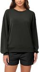 ODODOS Modal Soft Oversized Sweatshirts for Women Crew Neck Long Sleeve Relaxed Pullover Tops, Black, Medium