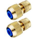 ChiuLau 2 PCS Solid Brass Hose End Quick Connector, 3/4" Garden Hose Quick Connector, Duty Heavy Brass Hose Connector Adapter for Gardening, Watering Device, Car Washing