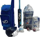 ND 2021 Cricket Kit 11pc Set Bat Ball Pad Leg Guard Glove BAT Boys Youths Mens (Youths Ambi (11-14Yrs))